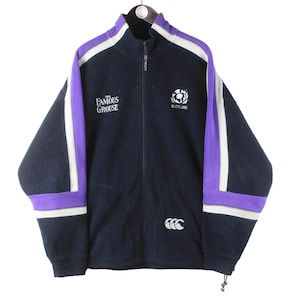 vintage Scotland National Team Canterbury Rugby Fleece Full Zip long sleeve jumper Size XL small logo casual style sweater 00s blue