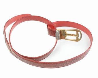 Cinturón GUCCI vintage, auténtico, de cuero genuino, raro, retro de los 90/00, cintura original, genuino, único, rojo, de lujo