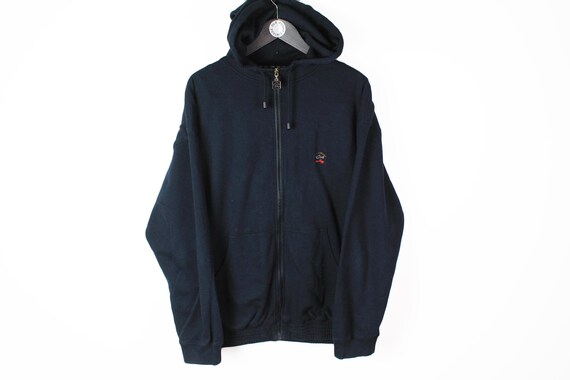 Vintage Paul \u0026 Shark Yachting Men's Hoodie Navy Blue Size XL Cotton Full Zip Authentic Sweatshirt Classic Retro 90s Jumper Zipped Cardigan