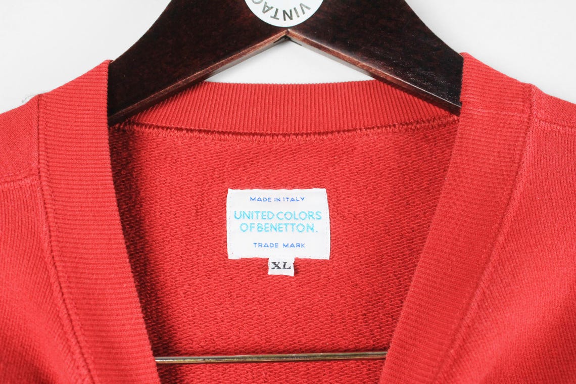 90s 'United Colors of Benetton' Black Chunky Knit Button-Up Casual Cardigan L/XL