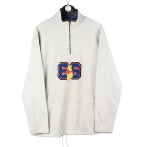 vintage DISNEY Winnie the Pooh Fleece 1/4 Zip sweater Size L men's retro collection 90's big logo Cartoon World winter style jumper gray