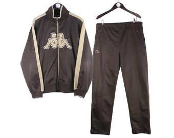 vintage KAPPA tracksuit Size L retro sport Italy clothing rave 90's jacket and pants suit authentic men's streetwear brown sportswear