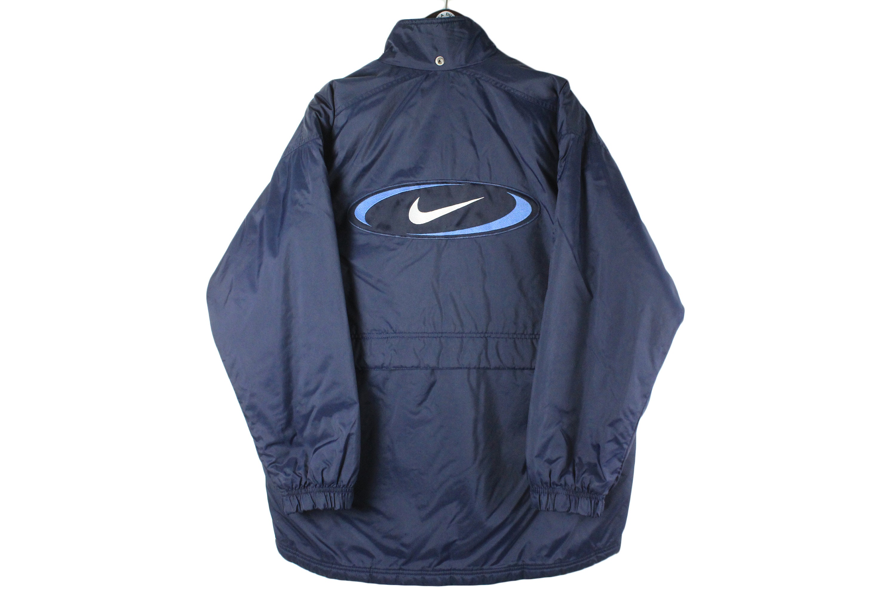 Vintage NIKE Jacket Big Logo Swoosh Authentic Size L Navy Blue - Etsy