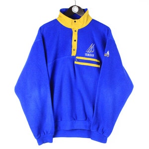 vintage YAMAHA Musto Fleece Sweater Snap Button authentic Moto Team Racing Size men&#39;s XL rare retro 90&#39;s sport athletic gp style streetwear