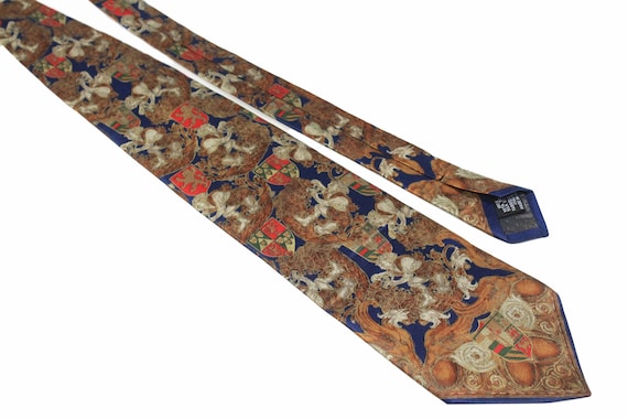 vintage GIANFRANCO FERRE Tie necktie retro 100% silk beautiful print luxury gift for men authentic multicolor abstract pattern 90's style