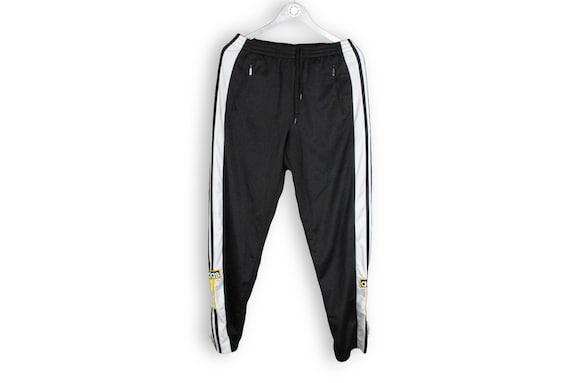 vintage ADIDAS men's Track button Pants black yell