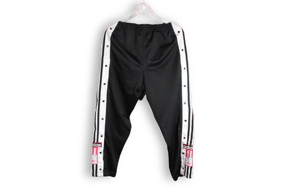 vintage ADIDAS men's Track button Pants black whit