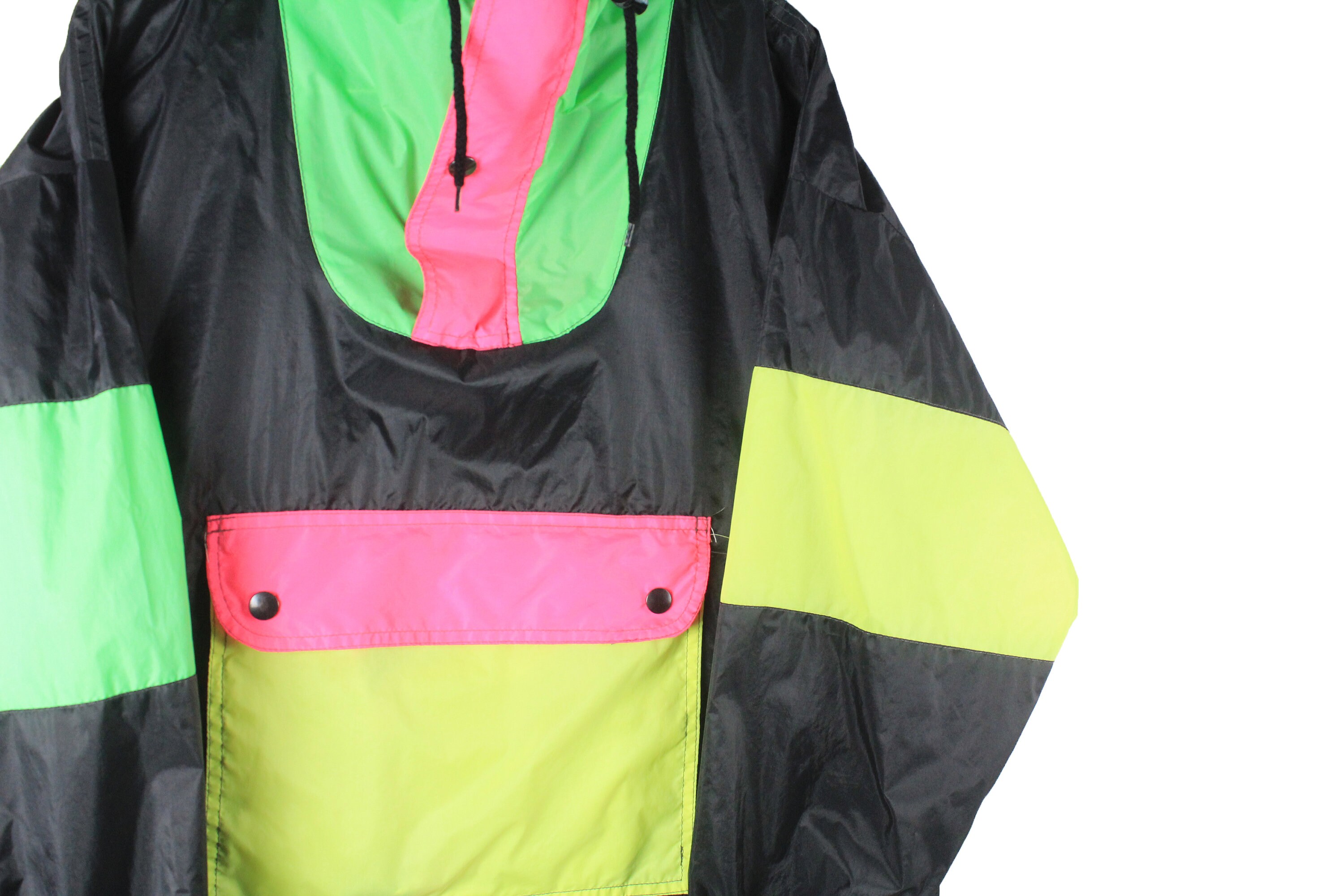 Vintage K-WAY Anorak Jacket Oversized Size M Black