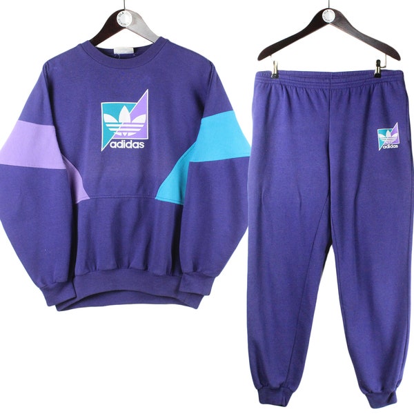 vintage ADIDAS tracksuit Size S oversize retro sport suit rave 90's authentic rare men's purple originals sweatshirt and sweatpants