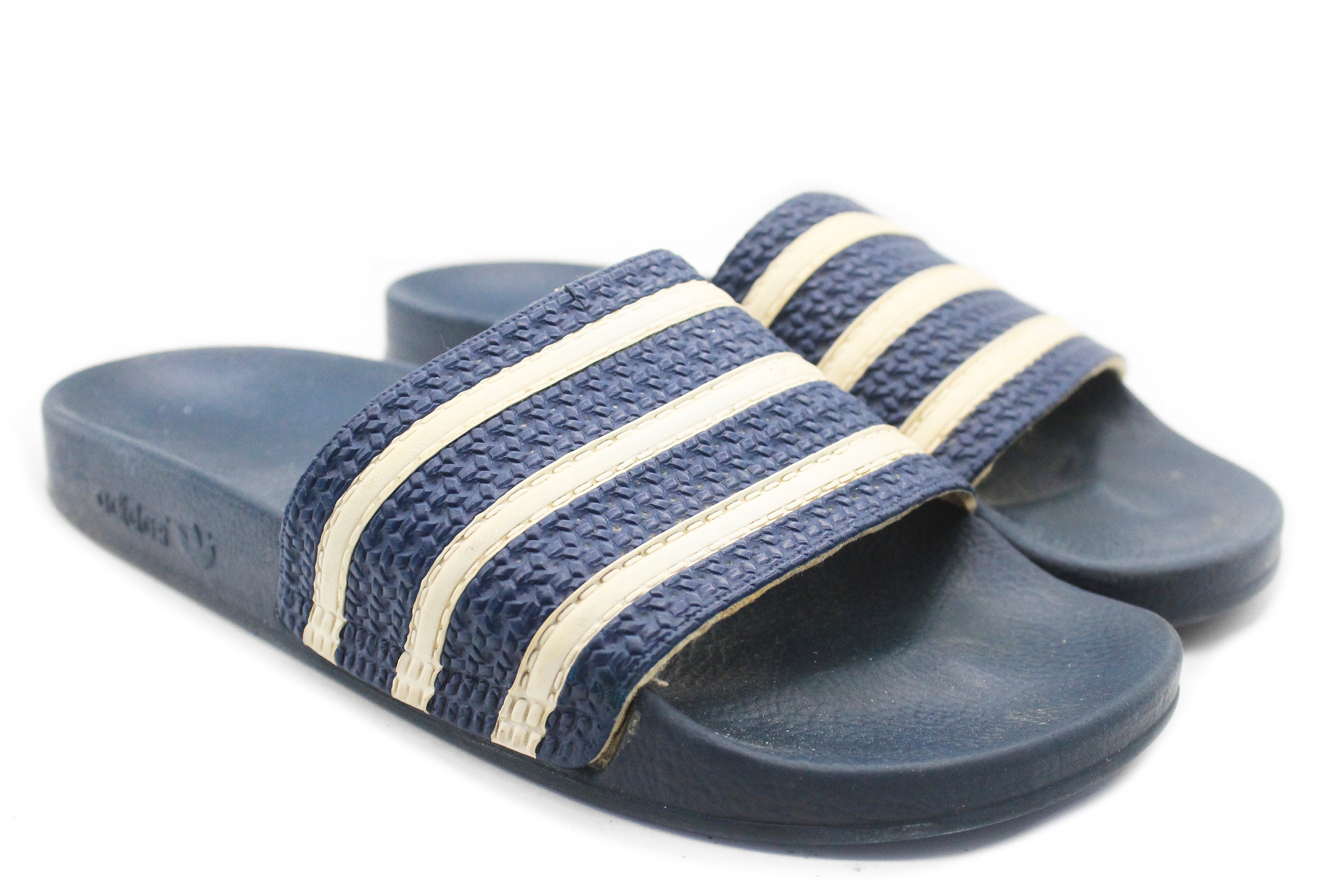 Vintage ADIDAS Flip Flops Authentic Size US 9.5 Men s Retro Athletic Sport Style 90s Blue Striped Wear Athletic Shoes Unisex Etsy UK