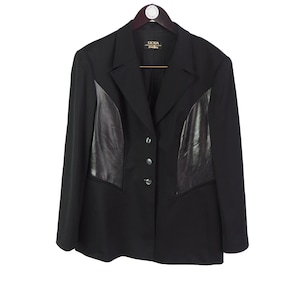 vintage ESCADA Exclusive for Neiman Morris authentic Blazer Jacket black long sleeve retro style Size L 90s 80s luxury outfit button up wear