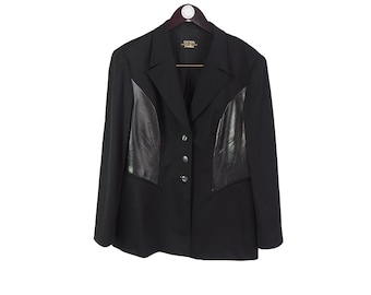 vintage ESCADA Exclusive for Neiman Morris authentic Blazer Jacket black long sleeve retro style Size L 90s 80s luxury outfit button up wear