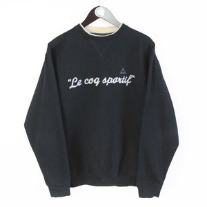 vintage Le Coq Sportif Sweatshirt pullover style Jumper authentic 90&#39;s style Size M unisex retro wear sport big logo black crewneck medium