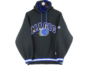 vintage MAGIC ORLANDO Starter NBA Hoodie sport big logo basketball authentic Size S men's 90s black blue hood sweatshirt retro wear athletic