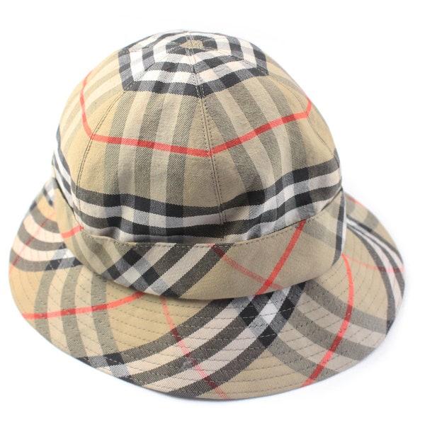 vintage BURBERRYS Bucket Hat authentic Women's Size casual nova check plaid pattern accessories UK style headwear fit made in England 90's