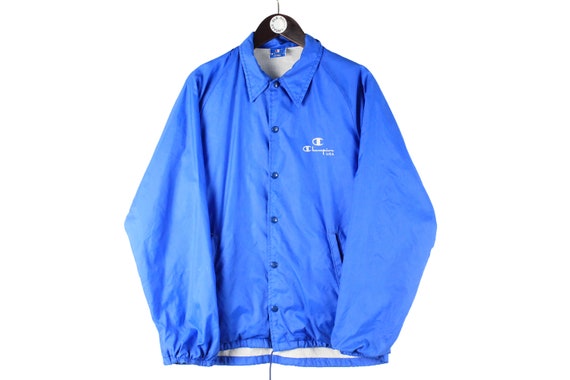 Schatting Visser Inspecteur Vintage CHAMPION Coach Jacket Size M Men's Blue Snap - Etsy