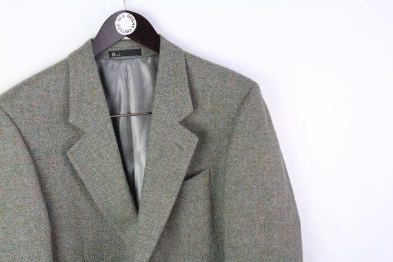 vintage HARRIS TWEED authentic Blazer Jacket Pure… - image 4
