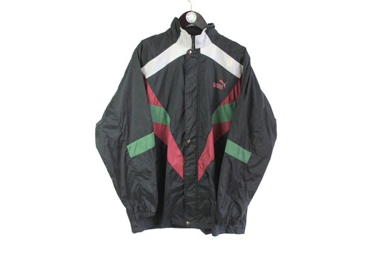 vintage PUMA men's jacket Size L authentic black … - image 1