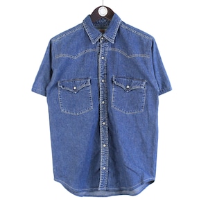 Camicia vintage in denim LEVIS a mezza manica da uomo, taglia L, rara, retrò, anni &#39;90, classica, casual, blusa in jeans, autentica, streetwear, abbigliamento da lavoro in cotone, USA