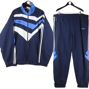 vintage ADIDAS tracksuit Size XXL retro sport clothing 90&#39;s Germany athletic suit authentic blue small logo track Jacket and Pants