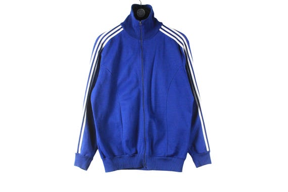 【USED】 adidas track jacket blue XL VTG 80s adidas Zip Track Jacket Adult Medium (Large Tag