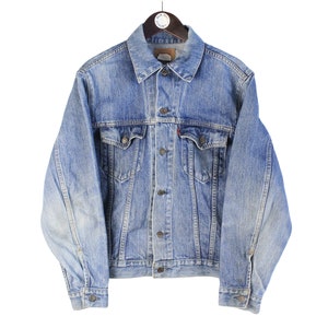 vintage LEVIS denim jacket Size XL women&#39;s jeans trucker truck hunting buffalo blend heavy work washed wash authentic oversized 90&#39;s blue