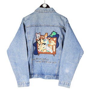 vintage CARTOON NETWORK 1997 giacca di jeans taglia M/L raro retrò hipster grande logo ricamato raro stile collezione Classic Cartoons