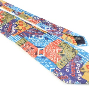 vintage ERMENEGILDO ZEGNA Tie necktie retro 100% silk beautiful print luxury gift for men authentic multicolor abstract pattern 90&#39;s style