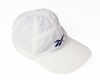 vintage REEBOK big logo hat white 5 panel one size retro authentic 90's sport summer style sun visor athletic classic fit men's baseball cap