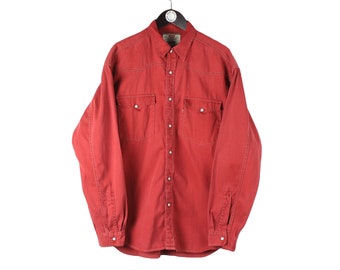Red Denim Shirt Men - Etsy Australia