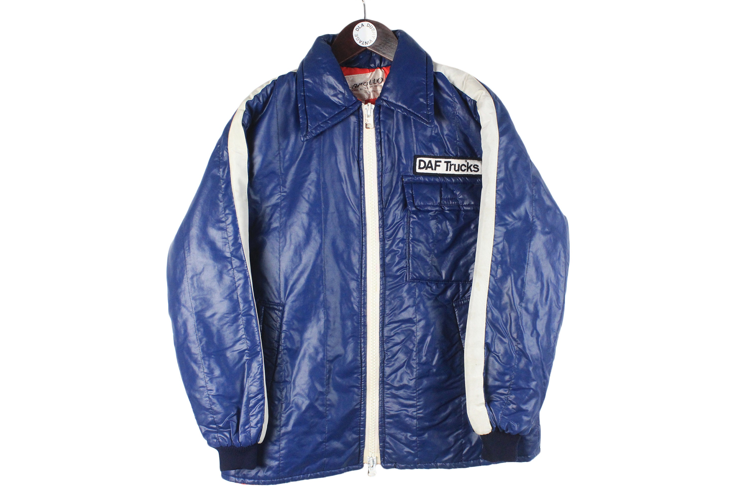 Vintage APOLLO DAF Trucks Jacket Blue Men's Size S Logo