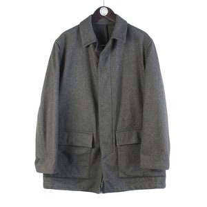 vintage YVES SAINT LAURENT Coat Jacket retro style Size M men&#39;s wool gray Paris authentic 90s luxury outfit buttons wear ysl
