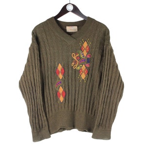 vintage BOGNER Sweater Retro style women's Size 40 authentic winter jumper 90's Germany brand knitted ski pullover abstract pattern