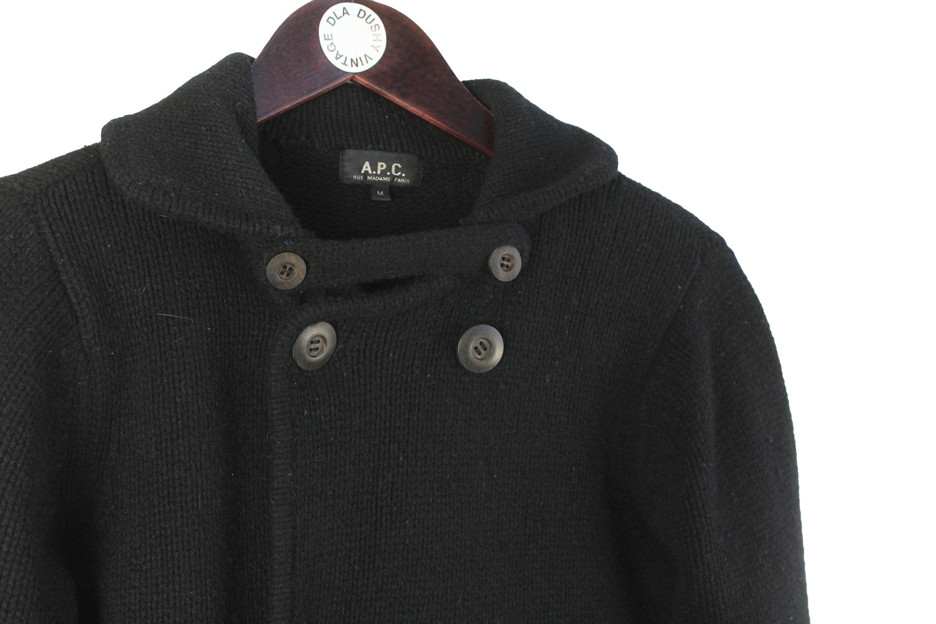 Vintage A.P.C. Cardigan Heavy Sweater Black Authentic Jumper Size 