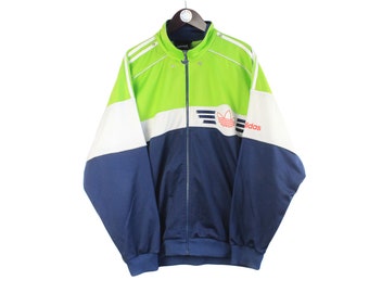 vintage ADIDAS track jacket Size men's XXL authentic athletic blue green rare retro rave zipped classic 90s sport originals windbreaker