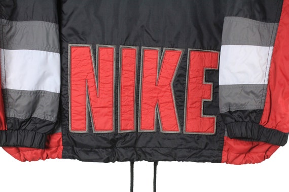 vintage NIKE jacket Size L authentic black red bi… - image 4