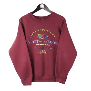Vintage FRUIT of the LOOM Sweatshirt Red Retro Sport Jumper Size S Men s Wear Cotton Crewneck 90 s Style Basic Wear Pullover Big Logo Etsy