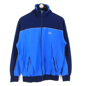 Vintage PUMA Herren Trainingsjacke Größe S authentische blaue Retro Full-Zip 90er Jahre Sportjacke klassisch Sportmode sportlich Klassiker Deutschland Sport-Stil