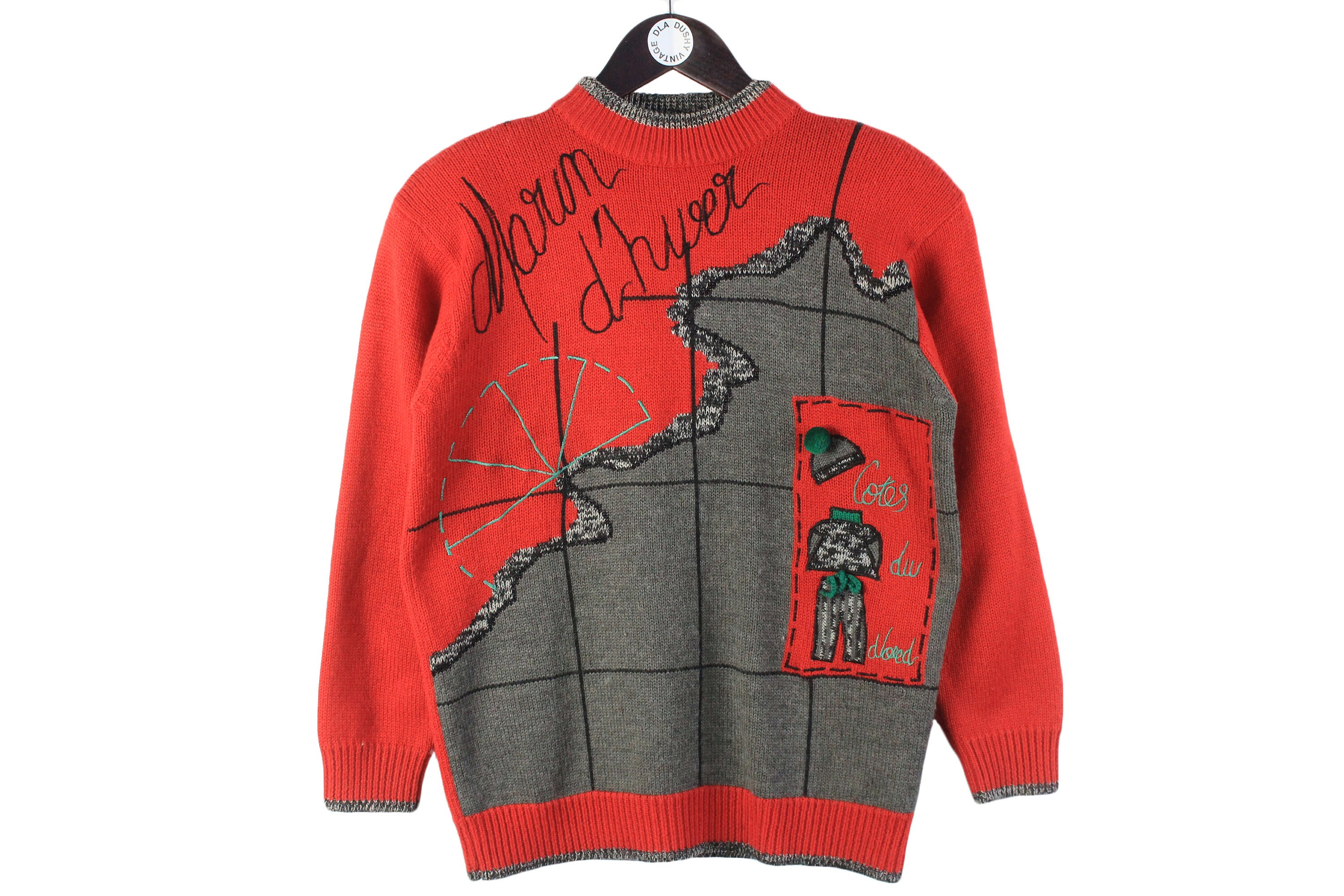Vintage SWEATER Big Logo Winter Women's Non Brand 80's 90's