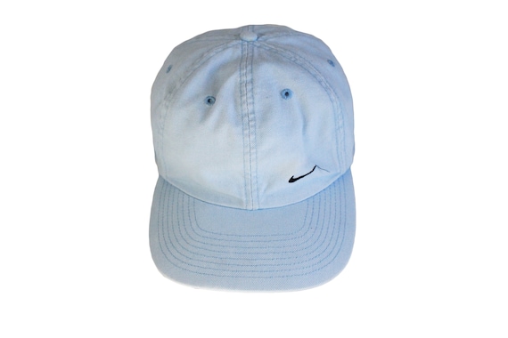 vintage NIKE hat swoosh small logo baseball cap one size light blue retro authentic retro 90's summer Sun classic sport USA style headgear