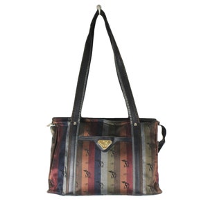 vintage MAISON MOLLERUS shoulders bag multicolor authentic monogram women&#39;s Handbag rare retro classic logo 90s striped pattern MM luxury