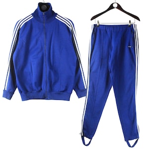 vintage ADIDAS tracksuit Size men&#39;s S retro track suit blue 80&#39;s classic 3 stripes sport track jacket and pants athletic made in Yugoslavia