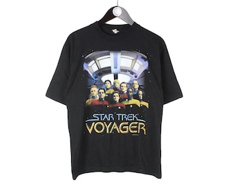 1995 STAR TREK VOYAGER authentic vintage rare t shirt Size M retro 90s 80s tv show movie cinema basic tee black top big logo legendary wear
