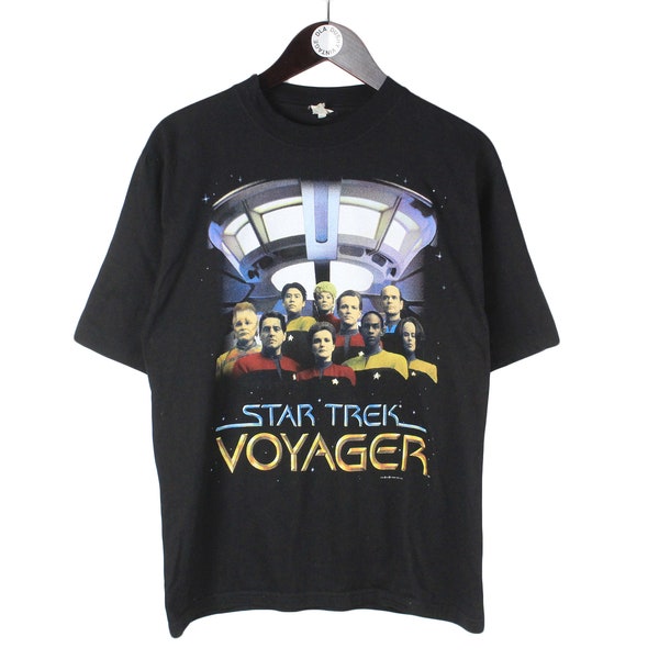 1995 STAR TREK VOYAGER auténtica camiseta vintage rara Tamaño M retro 90s 80s programa de televisión película cine camiseta básica negro top gran logo ropa legendaria