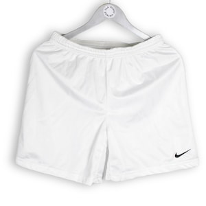 Pantalones cortos deportivos vintage NIKE Team con el logotipo swoosh, blancos, talla S, ropa deportiva auténtica de los años 90 y 80, ropa deportiva informal, atuendo deportivo de verano