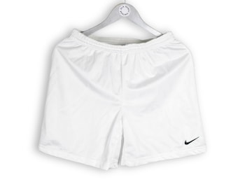 vintage NIKE Team swoosh logo track shorts white Size S sportswear authentic 90s 80s sport short activewear relaxed athletic summer outfit