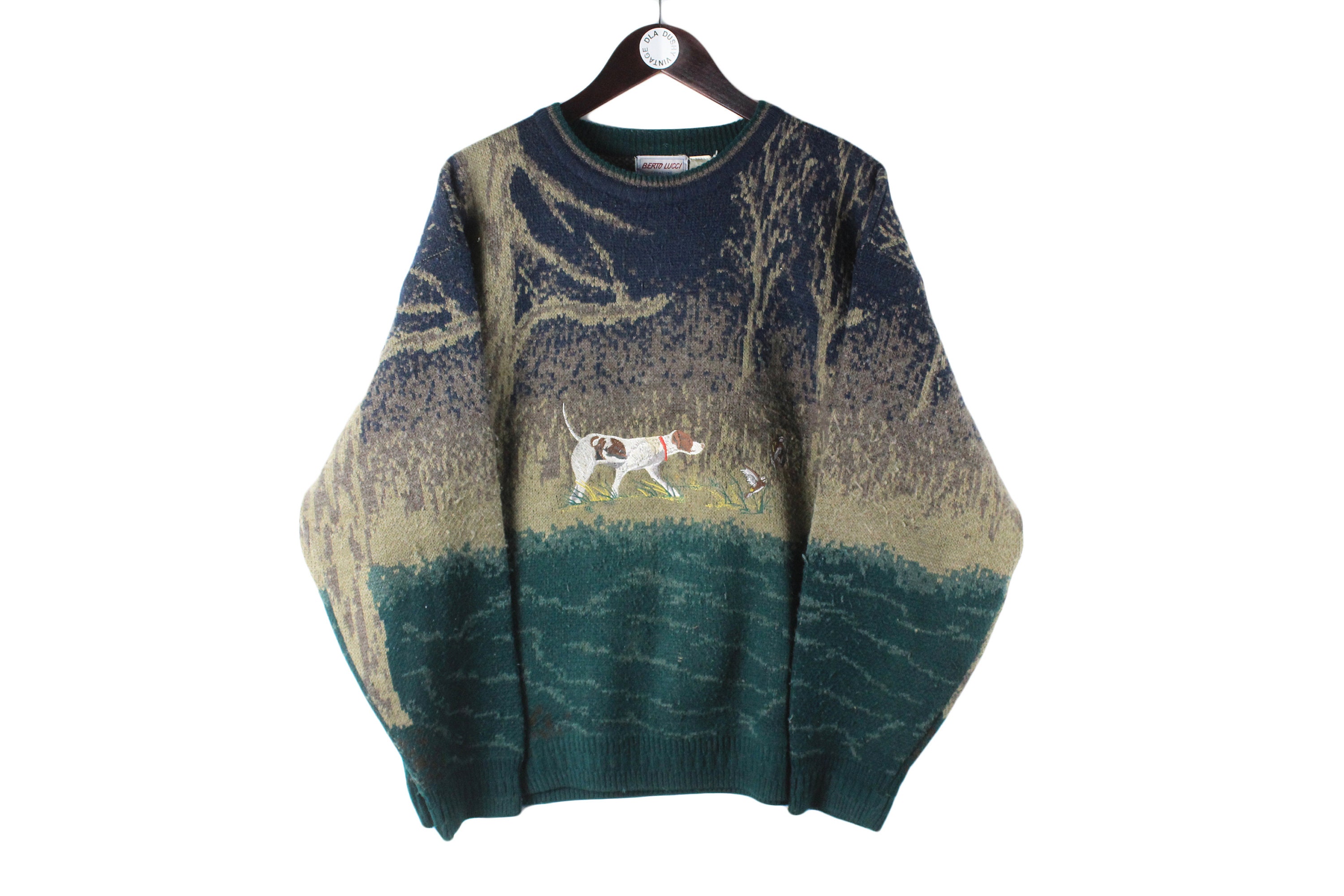 Vintage BERTO LUCCI Sweater Big Logo Men's Clothing Ski 80's