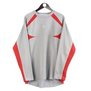 ヴィンテージ NIKE 長袖 Tシャツ ジャージ クルーネック メンズ サイズ L 00年代 スウェットシャツ レトロスタイル オーバーサイズ ストリートウェア スモールロゴ グレー
