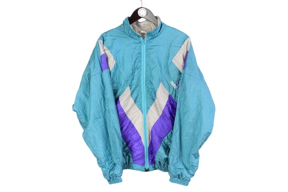 Vintage PUMA Track Jacket Size M Authentic Green Purple Rare Retro