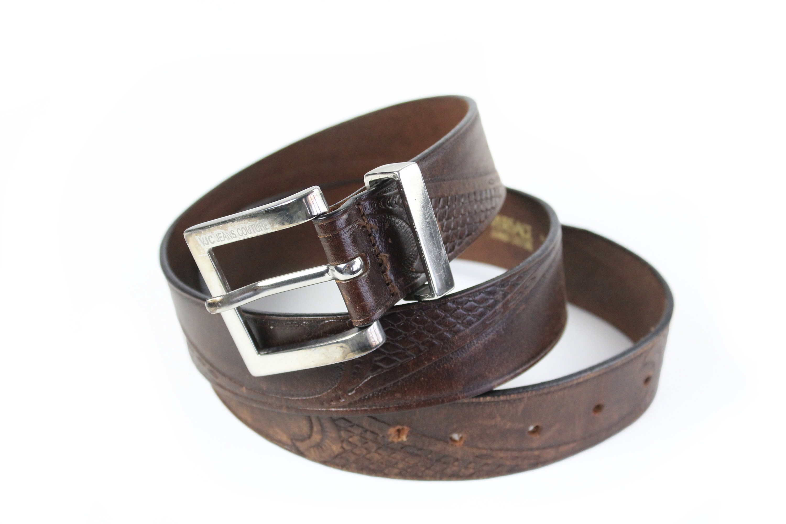 VERSACE JEANS COUTURE レザーベルト　サイズ80 Vintage VERSACE Jeans Couture Belt Authentic Unisex Real